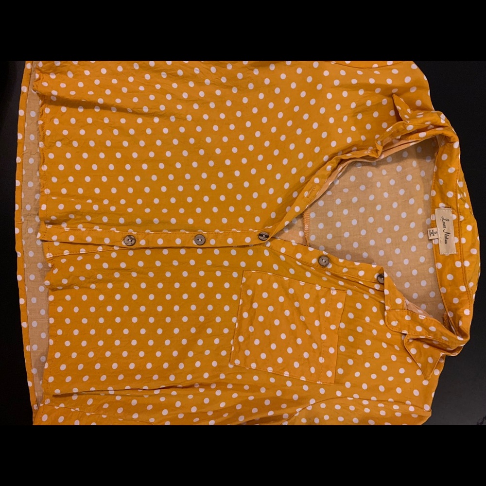 MUSTARD POLKA DOT CROPPED BUTTON DOWN